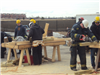 Firefighters Practicing Carpentry
