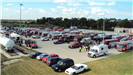 Close Up of Paramedics and Fire Trucks in Parking Lot